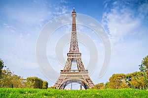 Eiffel Tower on blue sky background