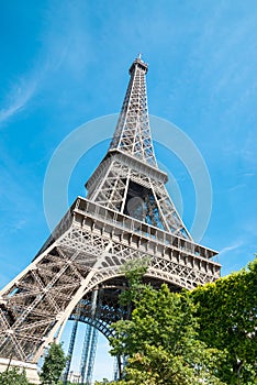 Eiffel Tower with blue sky, Paris France