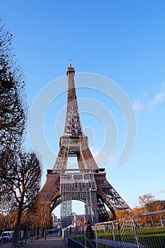 Eiffel tower with blue sky during winter