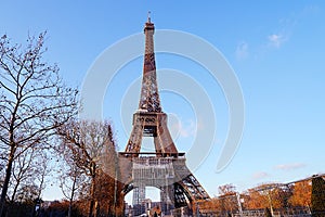 Eiffel tower with blue sky during winter