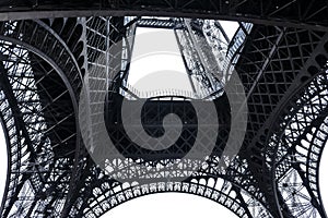 The Eiffel Tower from the bottom in Paris, France