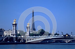 Eiffel tower and bridges over Seine photo