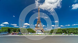 Eiffel Tower on Champs de Mars in Paris , France