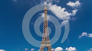 Eiffel Tower on Champs de Mars in Paris timelapse hyperlapse, France