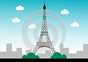 Eiffel tower with city vector