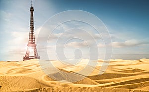 Eiffel Tower in a desert