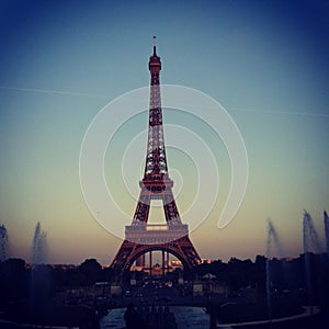 Eiffel tower at dusk