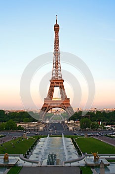 Eiffel Tower at dusk, Paris, France