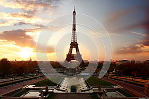 Eiffel Tower in evening, Paris, France