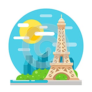 Eiffel tower flat design landmark photo