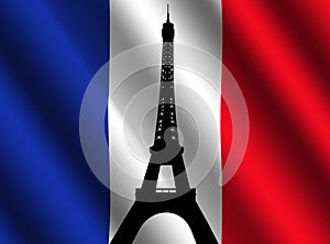 Eiffel tower with French flag