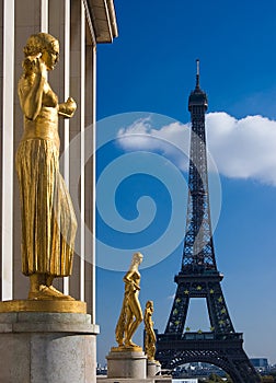 Eiffel Tower Gilded Statues