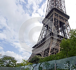 Eiffel Tower. Glass protection Paris France