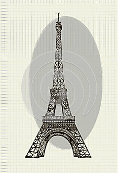 Eiffel Tower handwritten monochrome