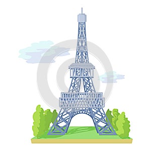 Eiffel tower icon, cartoon style