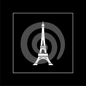Eiffel tower icon isolated on black background. France Paris landmark symbol