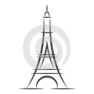 Eiffel tower icon isolated on white background. French Paris towers black silhouettes vector illustration