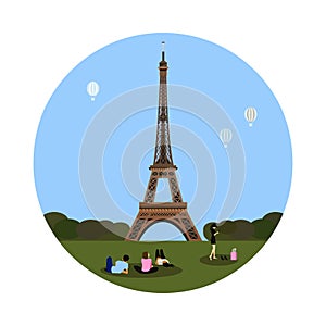 Eiffel tower icon. Paris sign