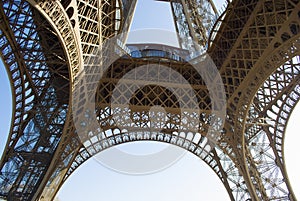 The Eiffel Tower interior in Paris, France