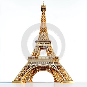 Eiffel Tower isolate 3D model. Eiffel Tower in Paris illustration art print.
