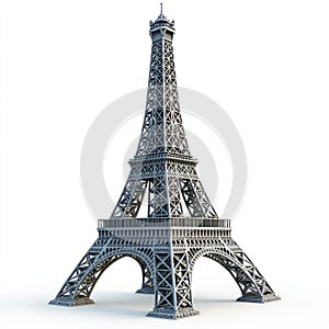 Eiffel Tower isolate 3D model. Eiffel Tower in Paris illustration art print.