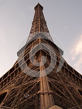 Eiffel tower isolated over blue sky at sunset