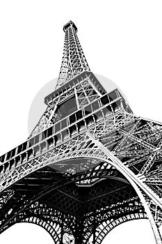 Eiffel Tower isolated on white photo