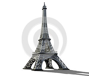 Eiffel tower isolated on a white background.