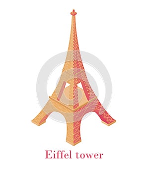Eiffel Tower Isometric. Architectural wonder of world symbol Paris historical monument to vintage art.