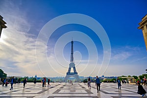 Eiffel Tower from the Jardins du Trocadero in Paris, France