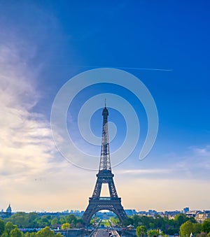 Eiffel Tower from the Jardins du Trocadero in Paris, France