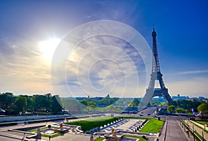 Eiffel Tower from the Jardins du Trocadero in Paris, France