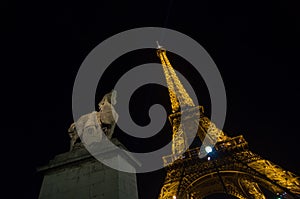 Eiffel Tower Light Performance Show in dusk. Paris, France