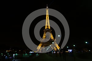 Eiffel Tower Light Performance Show in dusk. Paris, France