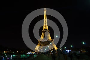 Eiffel Tower Light Performance Show in dusk. Paris, France