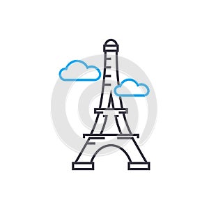 Eiffel tower linear icon concept. Eiffel tower line vector sign, symbol, illustration.