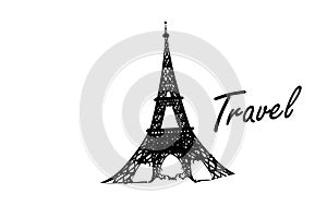 Eiffel tower logo on white background. illistration design style