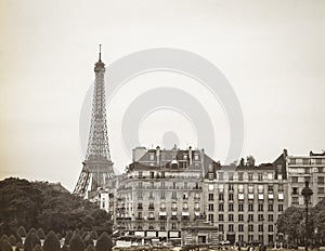 Eiffel Tower with Military Museum Building