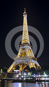 Eiffel tower at night illumination, Paris, France
