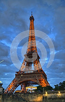 Eiffel Tower in night light, Paris, France