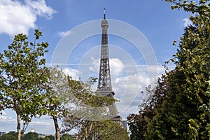 Eiffel Tower one of the most iconic landmarks of Paris located on the Champ de Mars in Paris, France