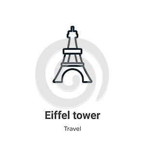 Eiffel tower outline vector icon. Thin line black eiffel tower icon, flat vector simple element illustration from editable travel