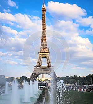 Eiffel tower over blue sky