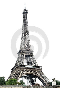 Eiffel Tower over white background
