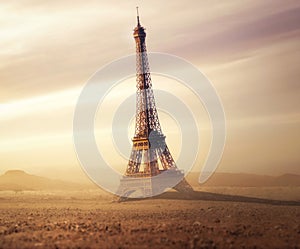 Eiffel Tower (Paris) abandoned and destroyed in the desert