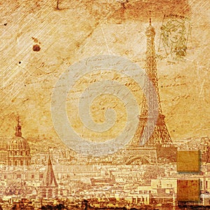 Eiffel tower Paris, abstract digital art