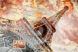Eiffel tower Paris, abstract digital art