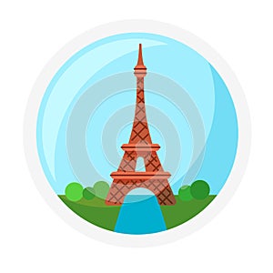 Eiffel Tower in Paris, abstract round travel to France sticker