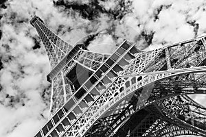 Eiffel tower, Paris. Black and white