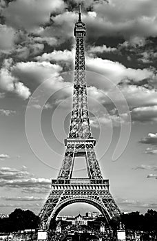 eiffel tower in Paris with Black and White effect and the white